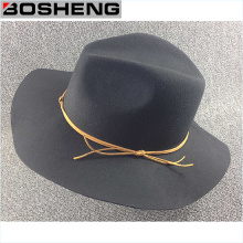 Fashion Gray Flat Floppy Wool Hat with Yellow Line